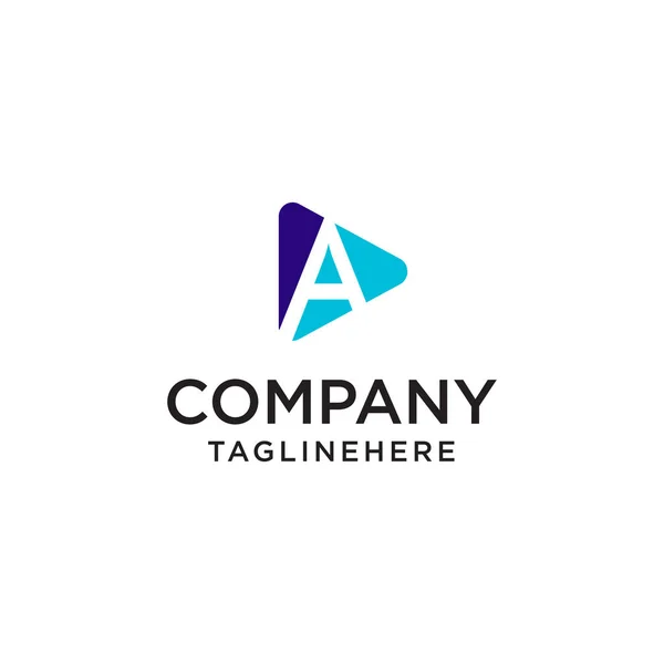 Play Media letter A logo design concept template — Stock Vector