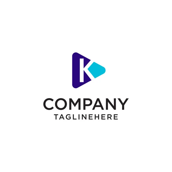 Medya harfi K logo tasarım konsepti şablonu oyna — Stok Vektör