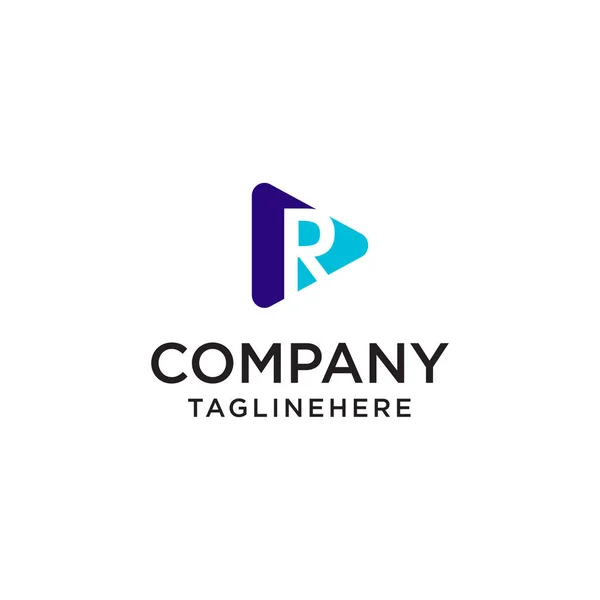 Plantilla de concepto de diseño de logo de letra R Media Play — Vector de stock