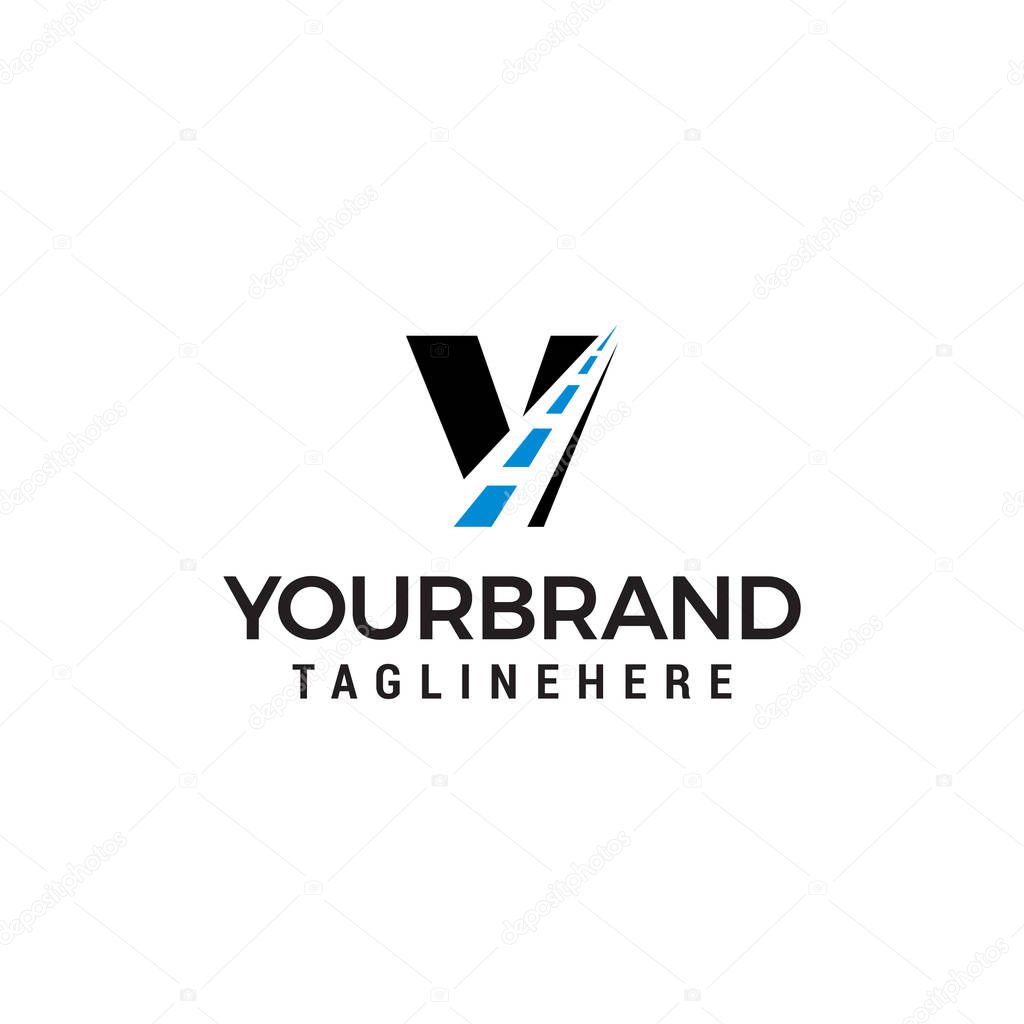 V letter road way logo creative design template