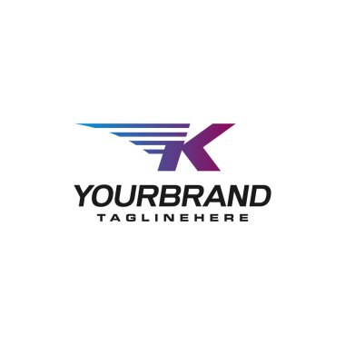 Hız veya hareketli eleman ile Modern Hızlı harf K vektör logosu. Hareket, spor, teslimat işleri için uygundur.
