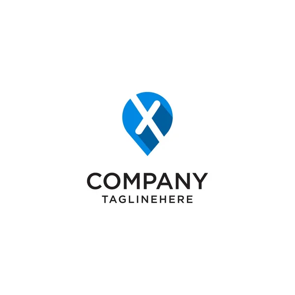 Carta X Com Mapa Pointer modelo de conceito de design de logotipo —  Vetores de Stock