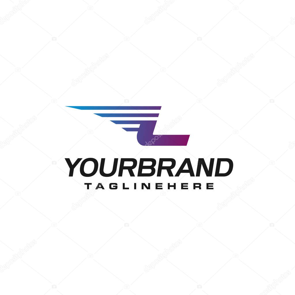 Modern Fast letter L vector logo with speed or moving element. Suitable for motion, sport, delivery business.