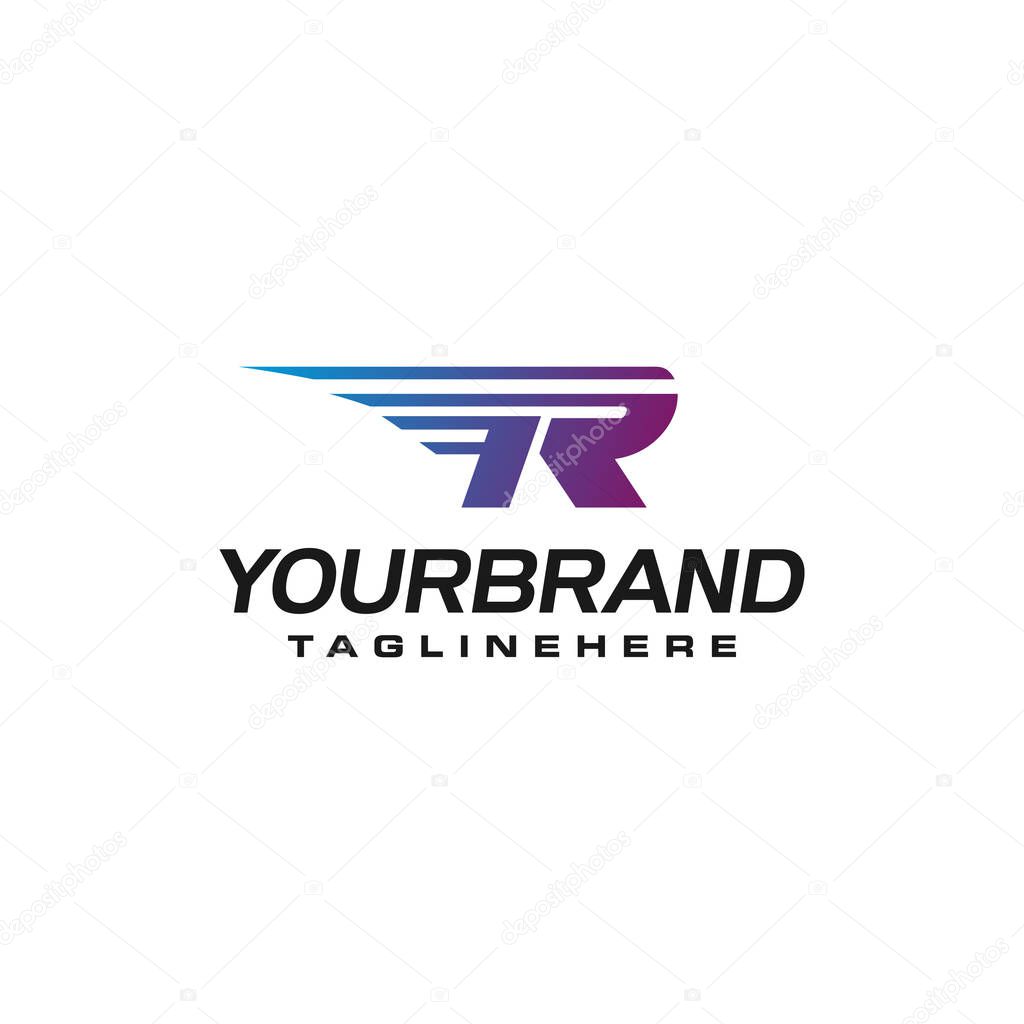 Modern Fast letter R vector logo with speed or moving element. Suitable for motion, sport, delivery business.