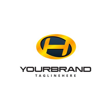 Altın Harf H logosu kavisli oval şekil. Auto Guard rozeti otomatik logo