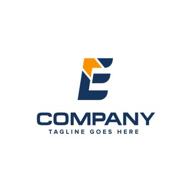 E harfi ve ok logosu tasarım vektörü. Soyut logo tasarımı.