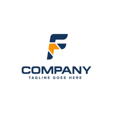 F harfi ve ok logosu tasarım vektörü. Soyut logo tasarımı.