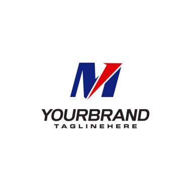 M harfini oluşturan benzersiz logo şirketinizle eşleşir. logo ilham M