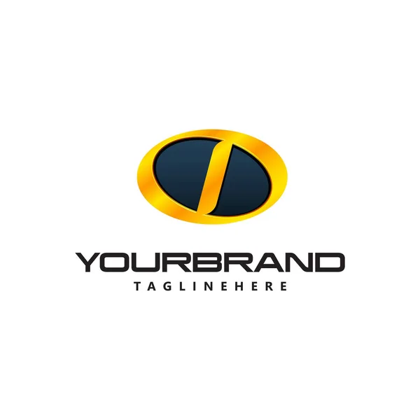 Logo Golden Letter I forma ovalada curvada. Insignia de auto guardia auto logo — Vector de stock