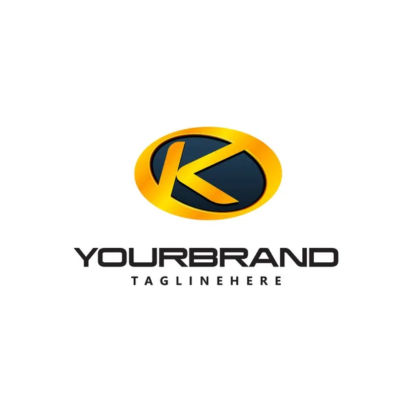 Altın Harf K logosu kavisli oval şekil. Auto Guard rozeti otomatik logo — Stok Vektör