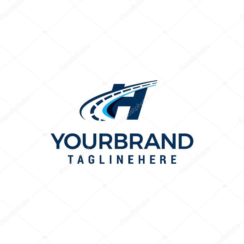 Road Way Asphalt Logo Letter H. H Road Logistics Letter Design in Vector template