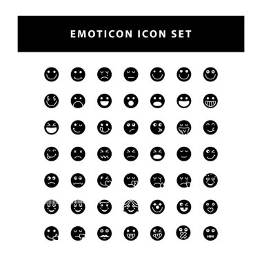 Glyph biçimi tasarım vektörlü Duygu simgesi seti