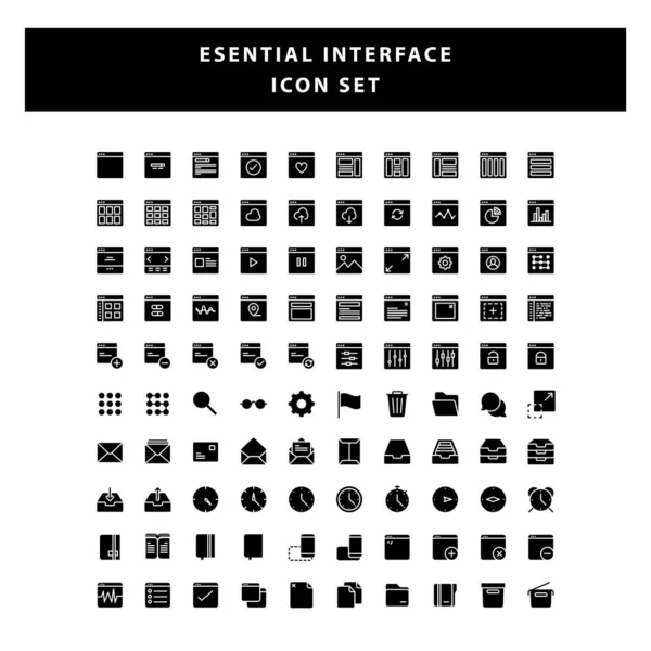 Набор Страницы Значок Интерфейса Вектором Дизайна Стиле Глифа — стоковый вектор