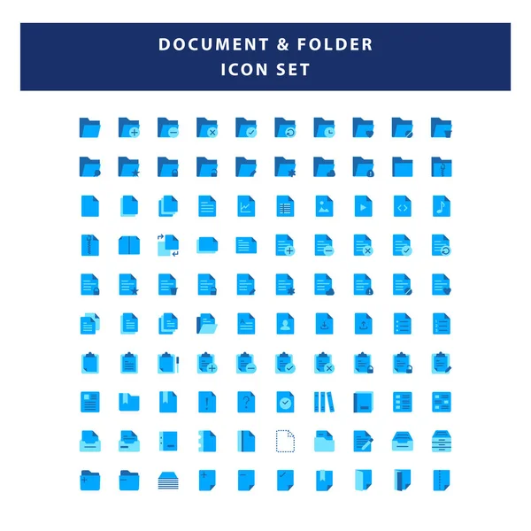 Set Van Document Folder Pictogram Met Platte Stijl Design Vector — Stockvector