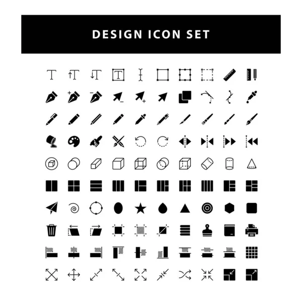 Ensemble Édition Icône Conception Avec Vecteur Conception Style Glyphe — Image vectorielle