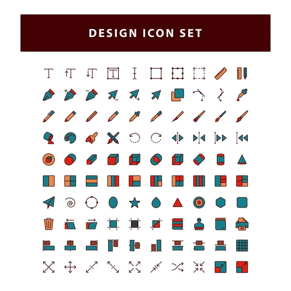 Conjunto Ícone Design Edição Com Vetor Design Estilo Esboço Preenchido — Vetor de Stock