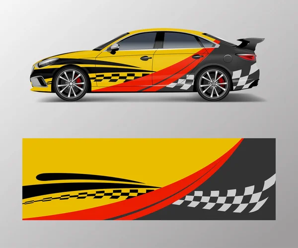 抽象的なスポーツカーラップデザインのためのレーシンググラフィックベクトル — ストックベクタ