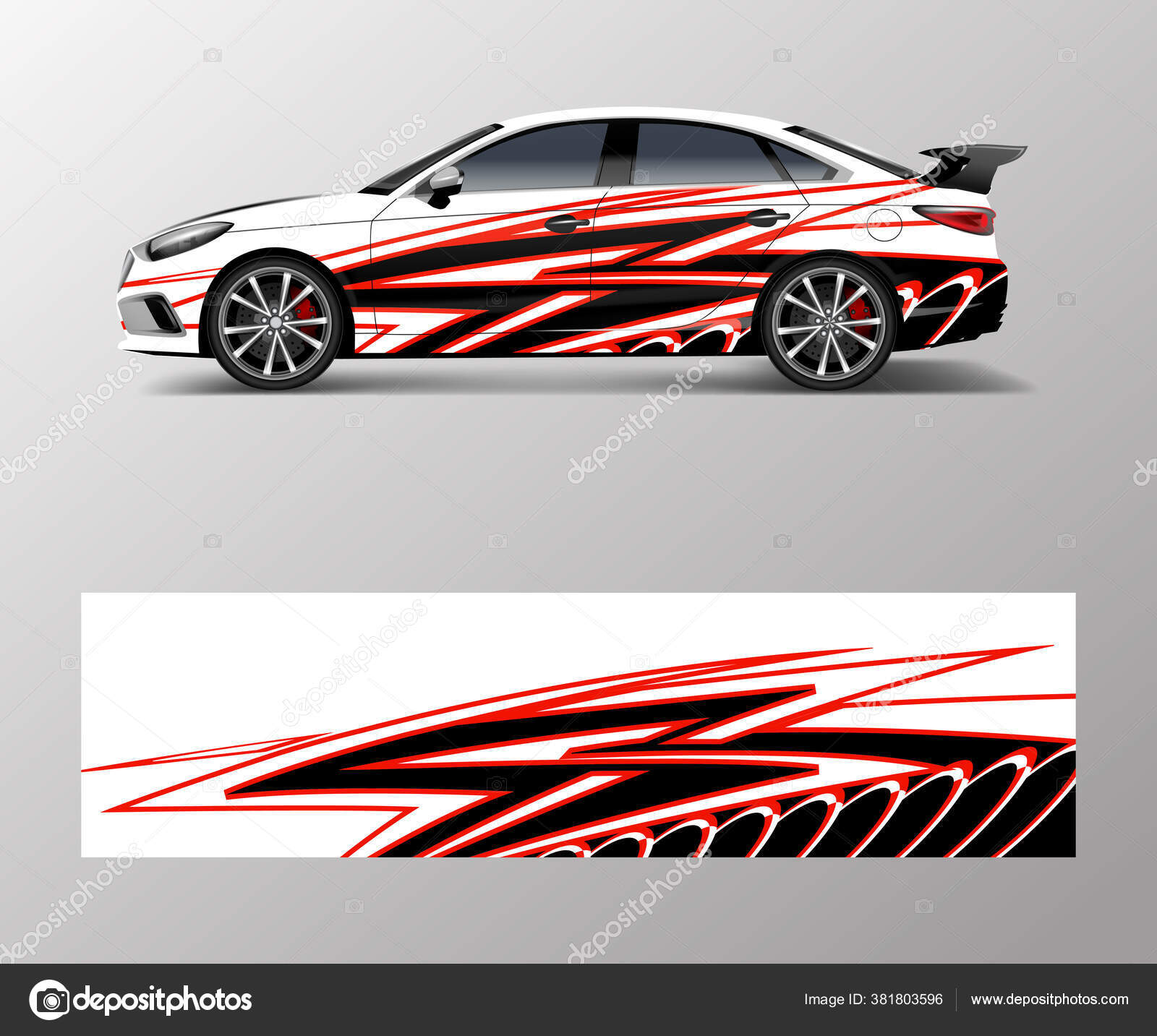 Red Tanabe Racing Car Motor Sport Stickers Reflextive Decal Foil Emboss Die-Cut 
