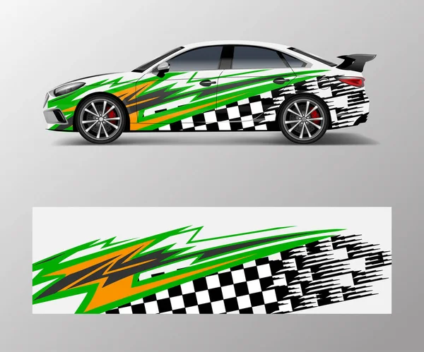 スポーツカーレースラップデザイン ベクトル デザイン 抽象的なスポーツカーラップデザインのためのレーシンググラフィックベクトル — ストックベクタ