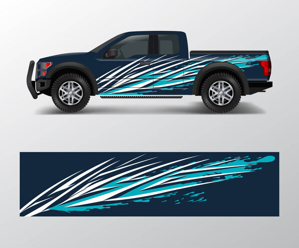 cargo van and car wrap vector, Truck decal designs, Graphic abstract stripe designs for offroad race, adventure and livery car