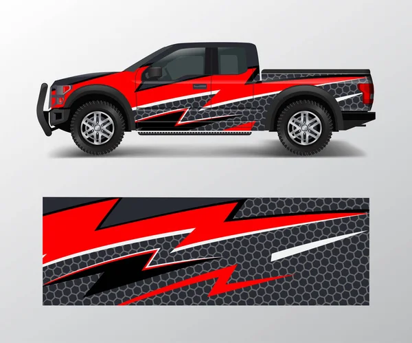 Caminhão Carga Van Wrap Vetor Carro Decalque Wrap Design Desenhos —  Vetores de Stock