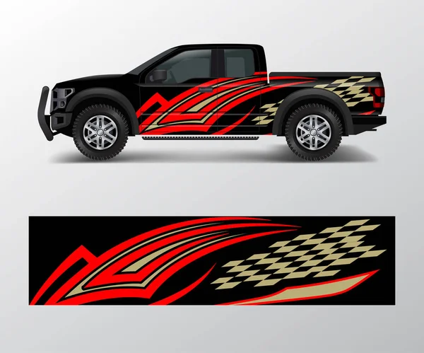 トラックや車のグラフィックの背景ラップやビニールステッカーのデザインベクトル — ストックベクタ