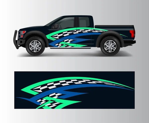 抽象的な競馬グラフィックの背景ベクトルのオフロード車のラップデザインベクトル — ストックベクタ