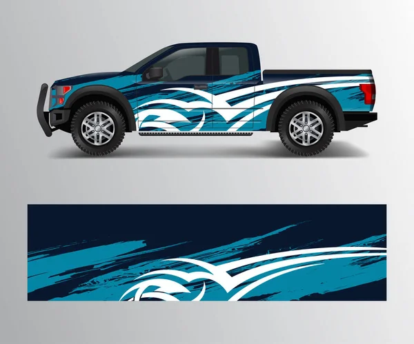トラックのデカール 貨物バンと車のラップベクトルのためのグラフィック抽象的なグランジストライプデザイン — ストックベクタ