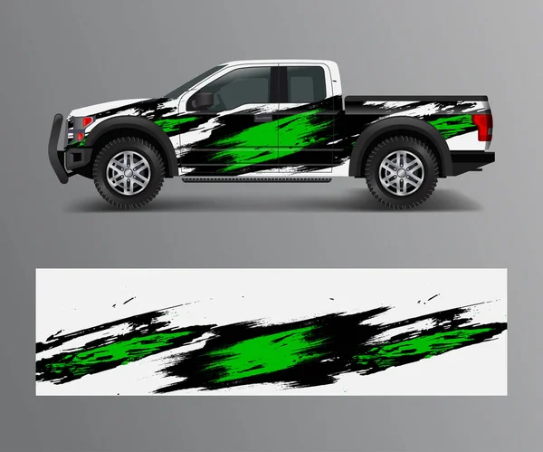 抽象的な競馬グラフィックの背景ベクトルのオフロード車のラップデザインベクトル — ストックベクタ