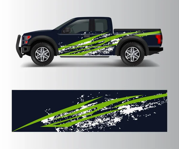 Off-road kamyonu için grafik tasarım vektörü. Soyut spor ve macera yarış geçmişi. Tam vektör 10