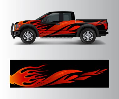 Off-road kamyonu için grafik tasarım vektörü. Soyut spor ve macera yarış geçmişi. Tam vektör 10