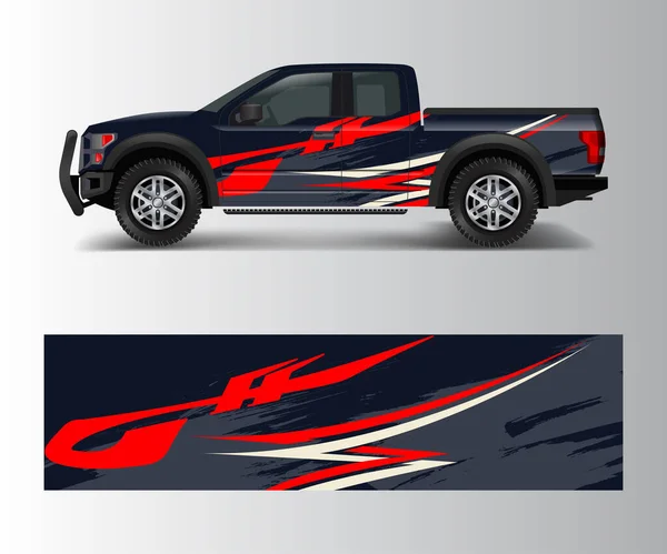 卡车和车辆包装及品牌贴纸现代图形设计摘要 — 图库矢量图片