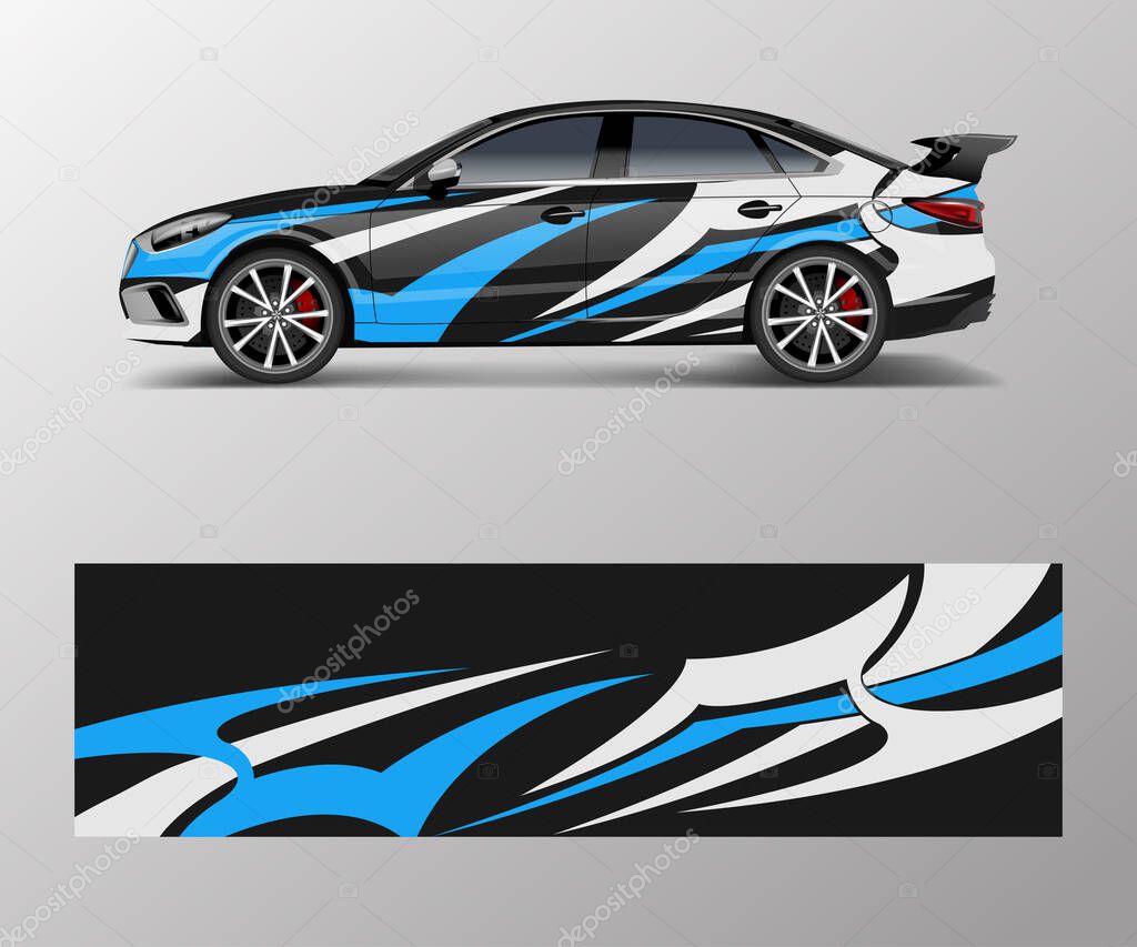 graphic abstract racing designs for vehicle Sticker vinyl wrap. Car decal vector