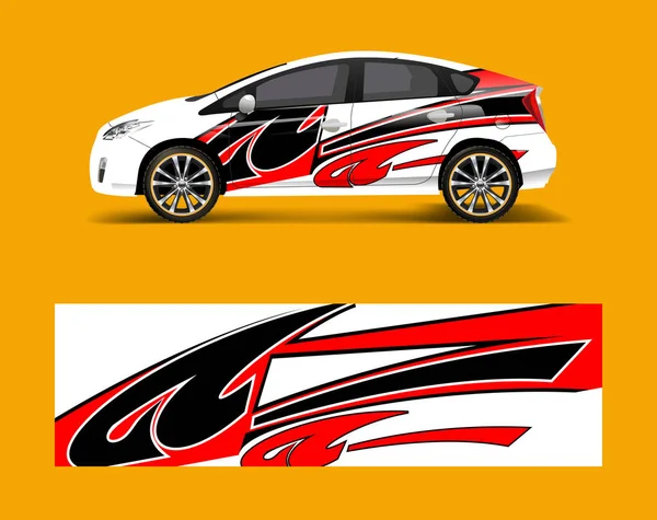 レースカーラップ 会社の車のラップ ステッカー デカールテンプレートデザインベクトル用の抽象的なストリップ形状 — ストックベクタ