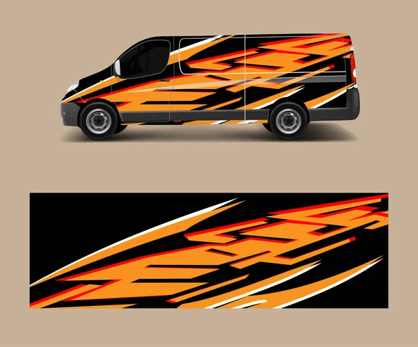 Van Wrap Design Template Vektor Mit Wellenformen Aufkleber Wrap Und — Stockvektor