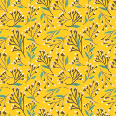 Orman böğürtlenleri ve yapraklarıyla kusursuz desen. Parmak izi, duvar kağıdı, moda şablonu için kusursuz çiçek desenli arkaplan vektörü