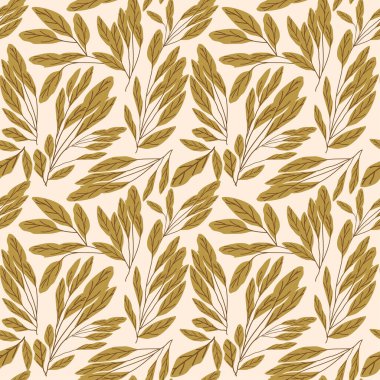 Yaprak vektör illüstrasyonunun görüntüsüne sahip kusursuz desen