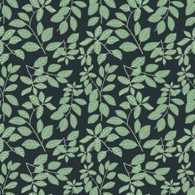 Yeşil Yapraklar Deseni, Tropikal Arkaplan Vektör İllüstrasyonu