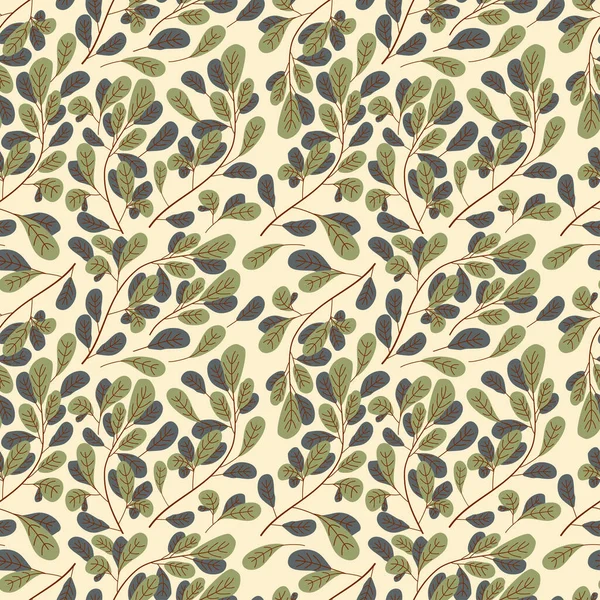 Folha Abstrata Fundo Padrão Ornamento Verde — Vetor de Stock