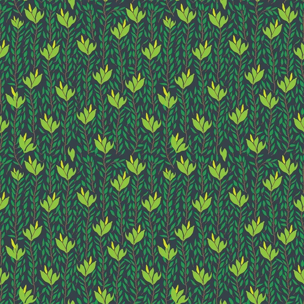手描きの花や葉のシームレスなベクトルパターン 熱帯の背景 — ストックベクタ