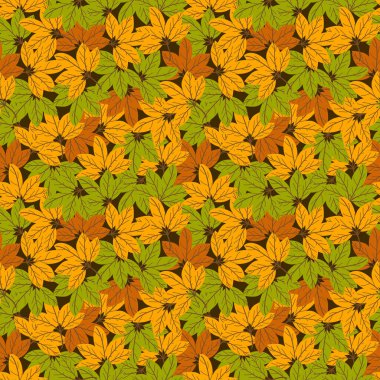 Sonbahar deseni, renkli yapraklar Vektör illüstrasyon arkaplanı