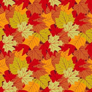 Yapraklı kusursuz desen. Sonbahar yaprağı arkaplanı.