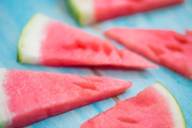 Taze kırmızı karpuz, seçici odak dilim Close-up