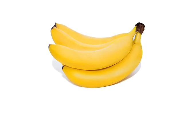 Maturare Banane Gialle Sfondo Bianco Isolare Primo Piano Colore Brillante — Foto Stock