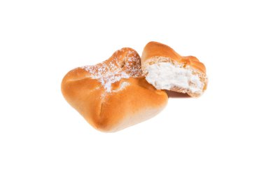 doldurulmuş peynir, dilim, beyaz arka plan ile pasta pişmiş, izole, closeup fırın