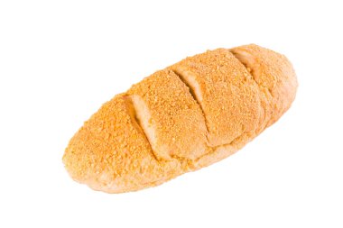 Beyaz bir arka plan üzerinde lezzetli ekmek pişirme fotoğrafı kapatın