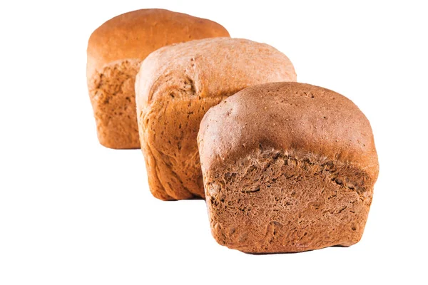 Verschiedene Brotlaibe Auf Weißem Hintergrund Isoliert Nahaufnahme Bäckerei — Stockfoto