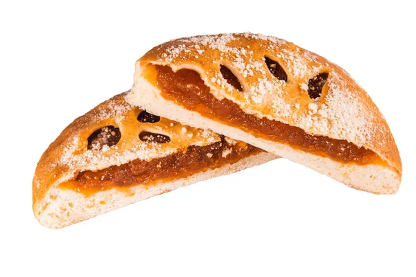 Eine Süße Pastete Mit Marmelade Auf Weißem Hintergrund Hausgemachte Kuchen — Stockfoto