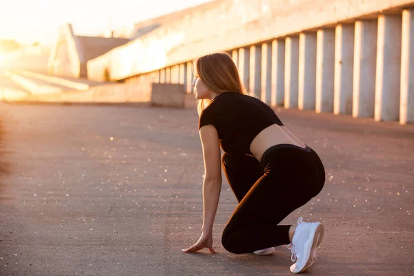 Deportes Correr Naturaleza Hermosa Chica Principio — Foto de Stock