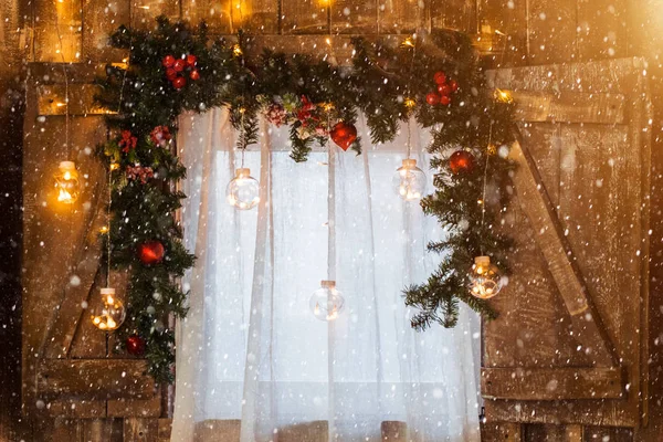 Fondos Decoración Ventanas Navidad Año Nuevo Concepto Vacaciones —  Fotos de Stock